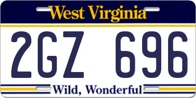 WV license plate 2GZ696