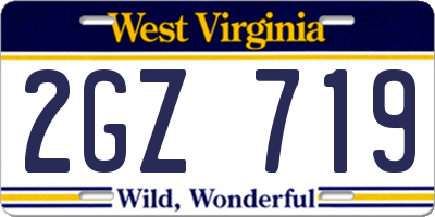 WV license plate 2GZ719