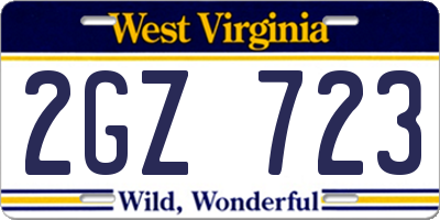 WV license plate 2GZ723