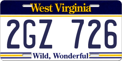 WV license plate 2GZ726