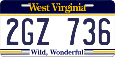 WV license plate 2GZ736