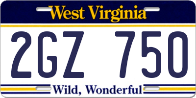 WV license plate 2GZ750