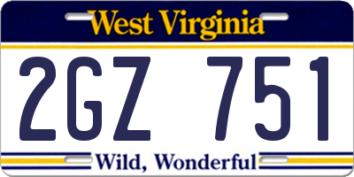 WV license plate 2GZ751