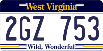 WV license plate 2GZ753
