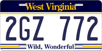 WV license plate 2GZ772