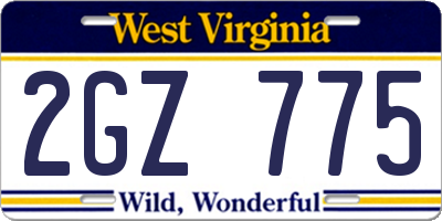 WV license plate 2GZ775