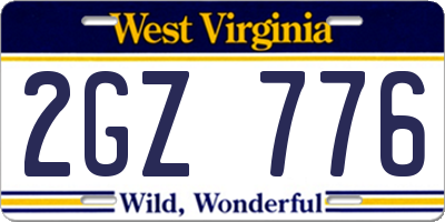 WV license plate 2GZ776