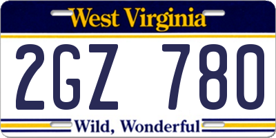 WV license plate 2GZ780
