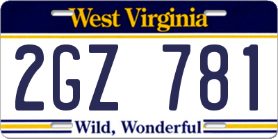 WV license plate 2GZ781