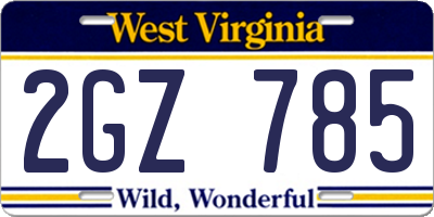 WV license plate 2GZ785