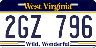 WV license plate 2GZ796