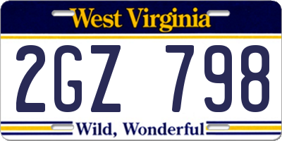 WV license plate 2GZ798