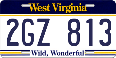 WV license plate 2GZ813
