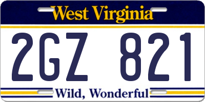 WV license plate 2GZ821