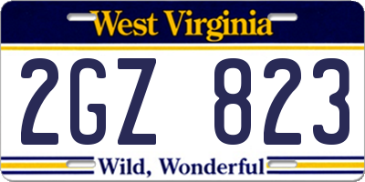 WV license plate 2GZ823