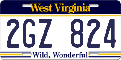 WV license plate 2GZ824