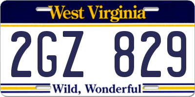 WV license plate 2GZ829