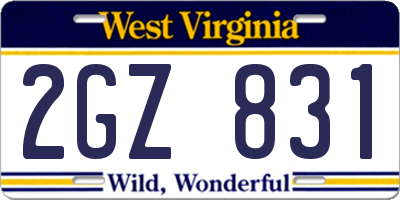 WV license plate 2GZ831
