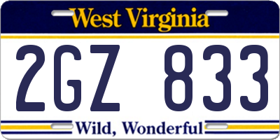 WV license plate 2GZ833