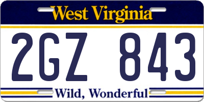 WV license plate 2GZ843