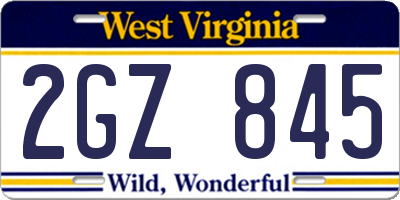 WV license plate 2GZ845