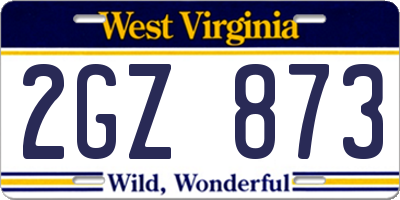 WV license plate 2GZ873