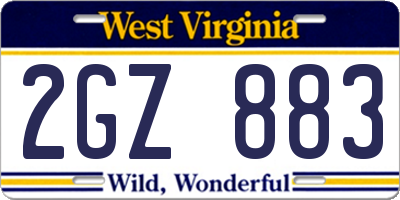 WV license plate 2GZ883
