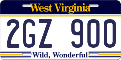 WV license plate 2GZ900