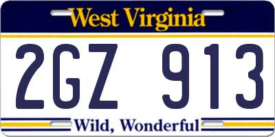 WV license plate 2GZ913