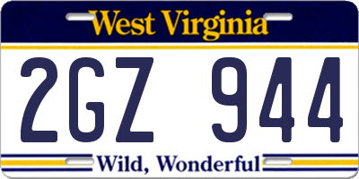 WV license plate 2GZ944