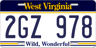 WV license plate 2GZ978