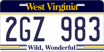 WV license plate 2GZ983