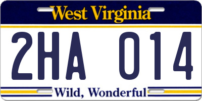 WV license plate 2HA014
