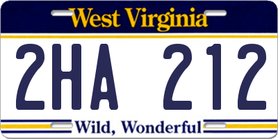 WV license plate 2HA212