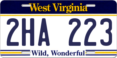 WV license plate 2HA223