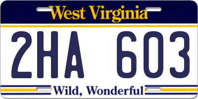 WV license plate 2HA603