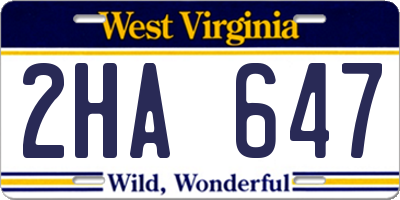 WV license plate 2HA647