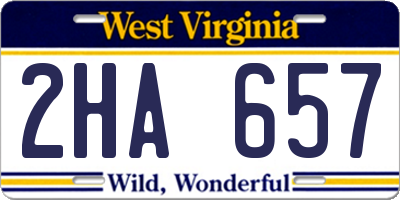WV license plate 2HA657