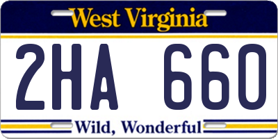 WV license plate 2HA660
