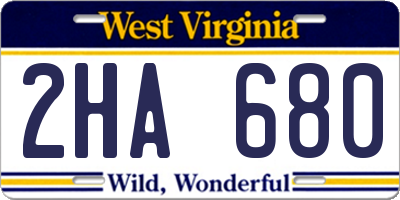WV license plate 2HA680