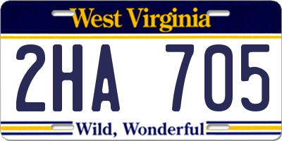 WV license plate 2HA705