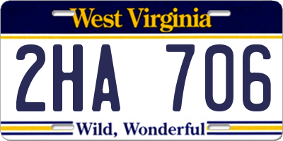 WV license plate 2HA706