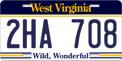 WV license plate 2HA708