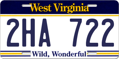 WV license plate 2HA722