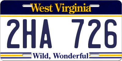 WV license plate 2HA726