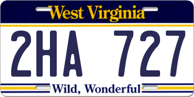 WV license plate 2HA727