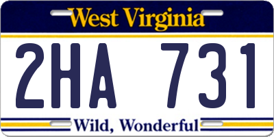 WV license plate 2HA731