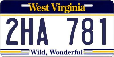 WV license plate 2HA781