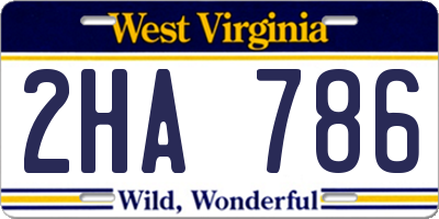 WV license plate 2HA786