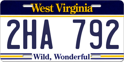 WV license plate 2HA792